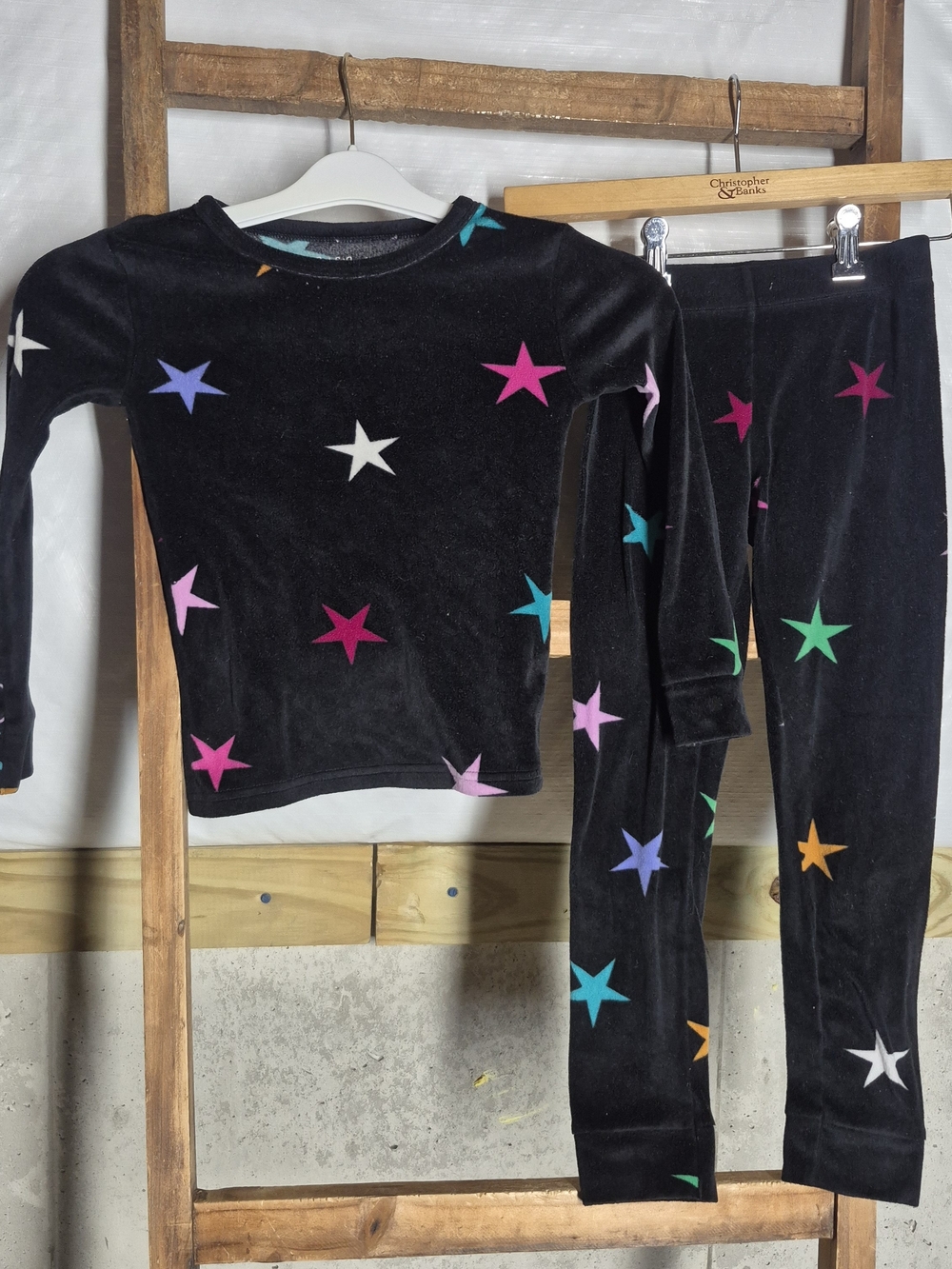 Cat & Jack Black Star-Print Kids Pajama Set with Colorful Stars